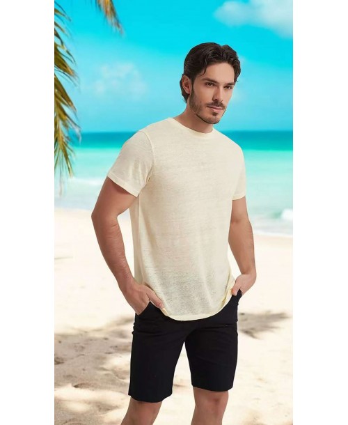 23501-10 T-shirt jaune en lin