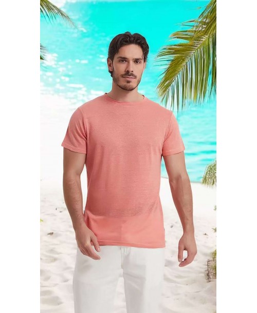 23501-13 T-shirt corail en lin