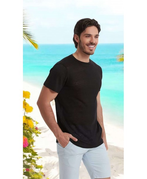 23501-04 T-shirt noir en lin