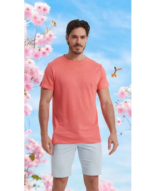 23501-06 T-shirt terracotta en lin