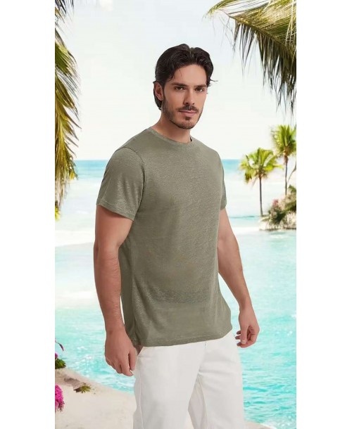 23501-09 T-shirt kaki en lin